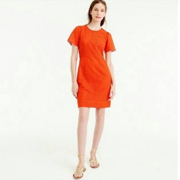 j crew orange eyelet dress